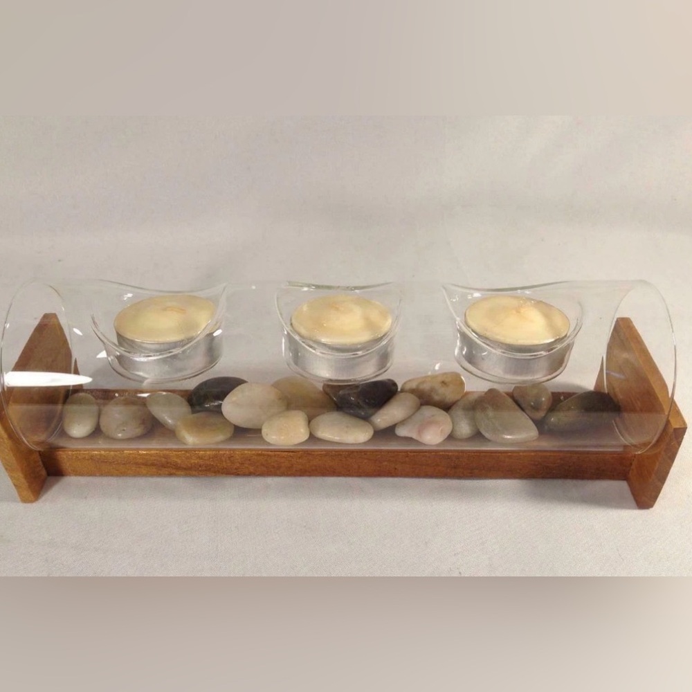 Brand new Japanese green tea and rice candle and rock garden set.
